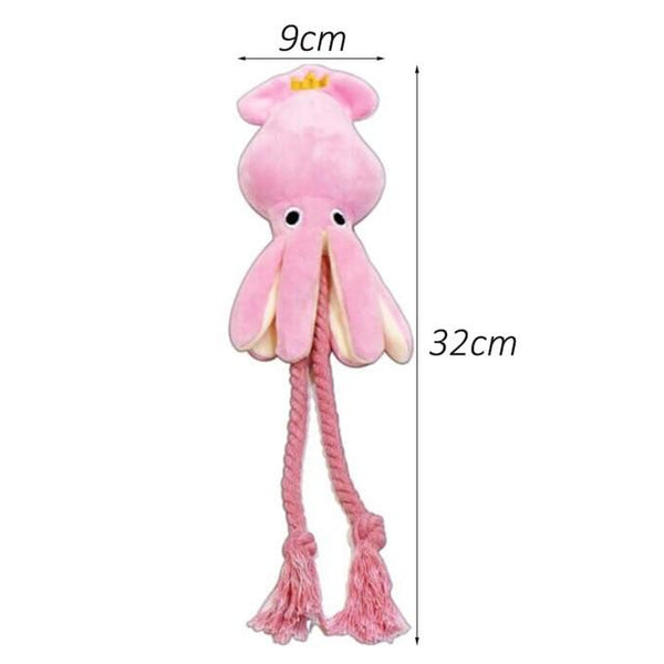 Squeaky Plush Rope Toys - Flamingo, Octopus and Chick - Your Little Pet Store