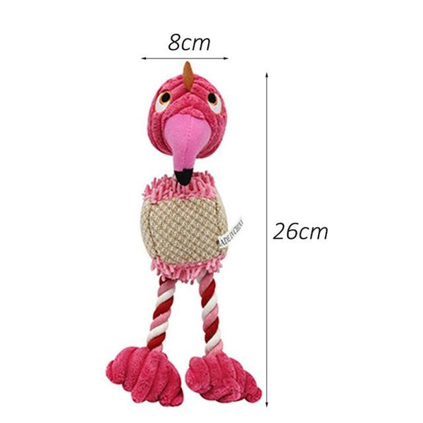 Squeaky Plush Rope Toys - Flamingo, Octopus and Chick - Your Little Pet Store